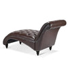 Diamond Tufted Leather Finish Chaise Lounge / Lixra