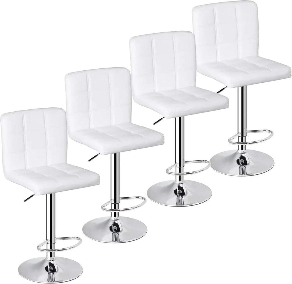 Set of 4 Height Adjustable Swivel Leather High-Raised Stool / Lixra