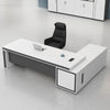 White And Grey Wooden Office Computer Desk / Lixra