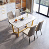 Marble Elegance Extendable Dining Table Set with Clad Chairs