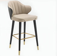 Set Of 4 Leather Curved Back Bar Stools / Lixra