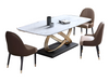 Golden Finish Marble Dining Table Set / Lixra