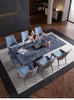 Blue Elegance Printed Marble Top Extendable Dining Table Set/ Lixra