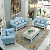 Liville Button Tufted Leather Sofa Set / Lixra