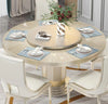 Radiant White Round Dining Table Set with Built-In Lazy Susan / Lixra