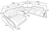 U-shape Leather Sectional LED Sofa