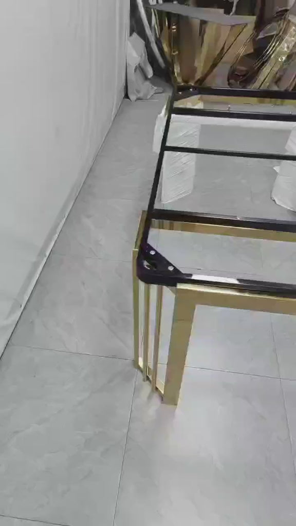 Metallic Finish Marble-Top Dining Table Set / Lixra