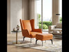 Modern Leather Wingback Accent Chair with Stool