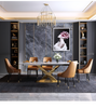 Golden Marble Extendable Rectangular Dining-Set / Lixra