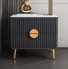 Set of 2 Glossy Shine Marble Wooden Night Stand / Lixra