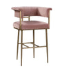 Set Of 3 Metal Velvet High Raised Bar Stools / Lixra
