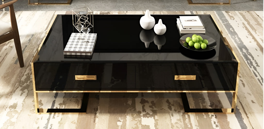 Wooden Rectangular Shiny Coffee Table / Lixra