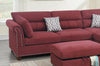 Cherry Red Luxury Button-Tufted Sectional Sofa With Ottoman / Lixra