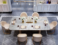 Shine Finish Marble-Top Dining Table Set / Lixra