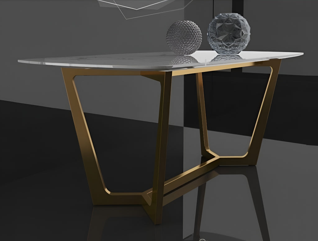 Luxurious Stainless Framed Marble Dining-Table / Lixra