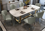 Steel Finish Marble Dining Table-Set / Lixra