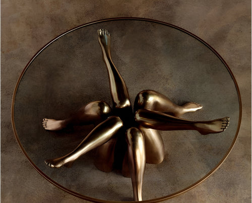 Modern Round Glass Top Coffee Table / Lixra