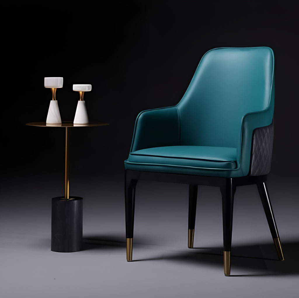 Set Of 4 Luxurious Leather Dining Chairs / Lixra