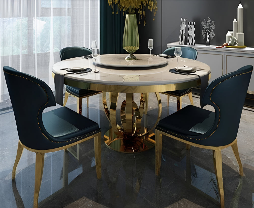 Complementary Marble Round Dining Table Set / Lixra