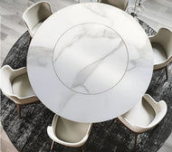 Metallic Finish Marble Dining Table Set / Lixra