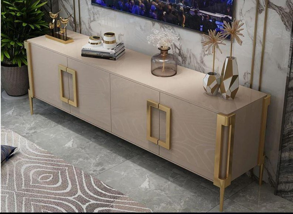 Metallic Stand Modern TV Stand With Metallic Finish for Elegance - Lixra.com
