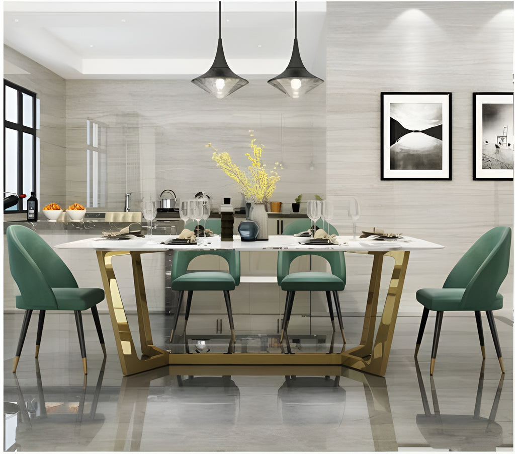 Modern Iconic Marble Top Dining Table Set / Lixra