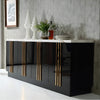 Gleamy Marble-Top Black Buffet Table / Lixra