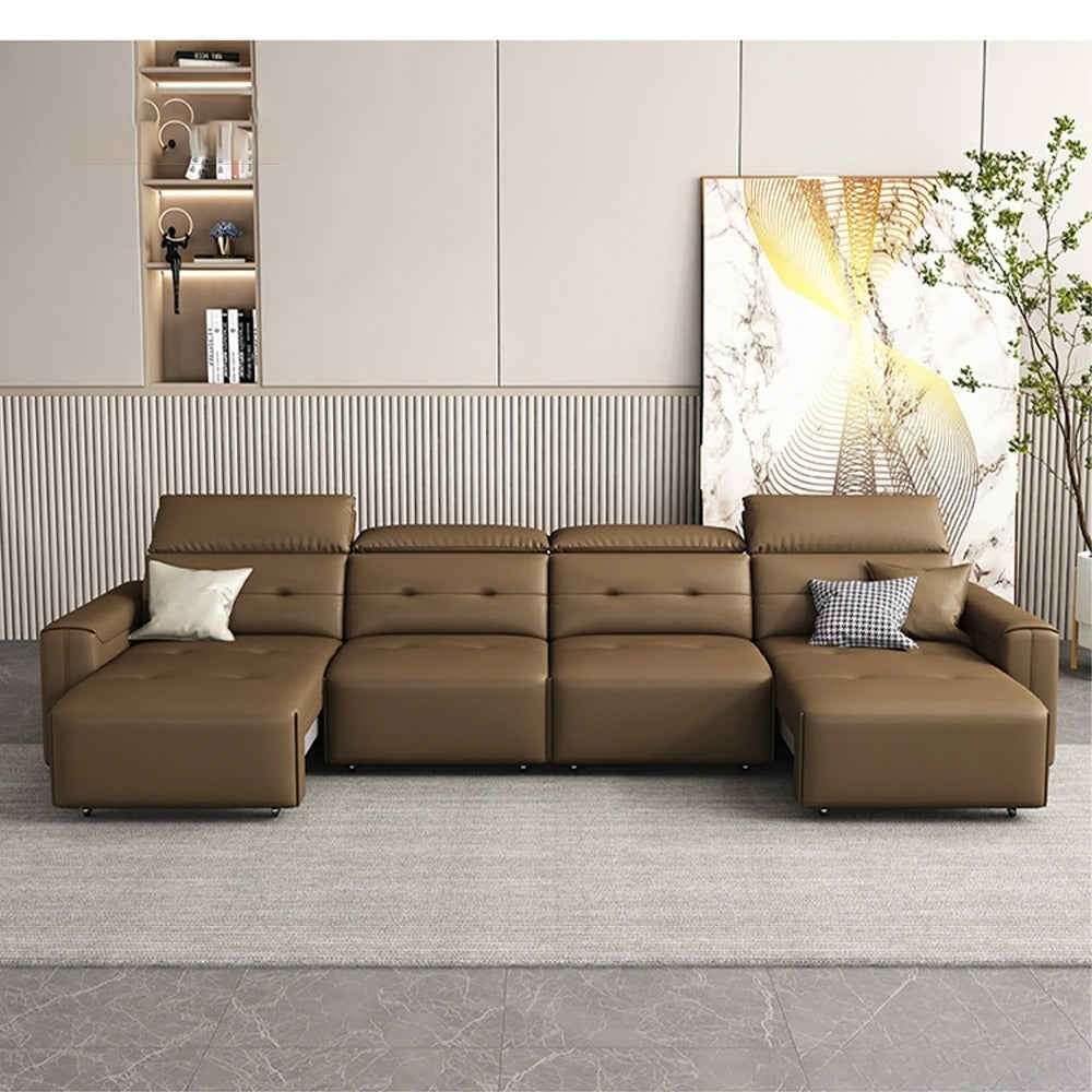 Multifunctional Folding Remote Control Leather Sofa Bed / Lixra