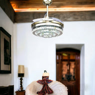 Opulent Crystal Chandelier With Retractable Ceiling Fan / Lixra