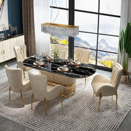 Metal Base Marble Dining Table-Set / Lixa