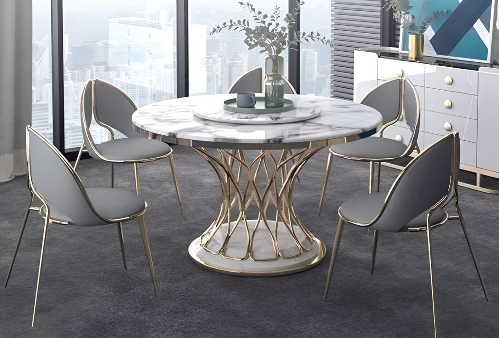 Round Marble Dining Table Set / Lixra