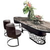 Striking Oval Marble-Top Dining Table Set
