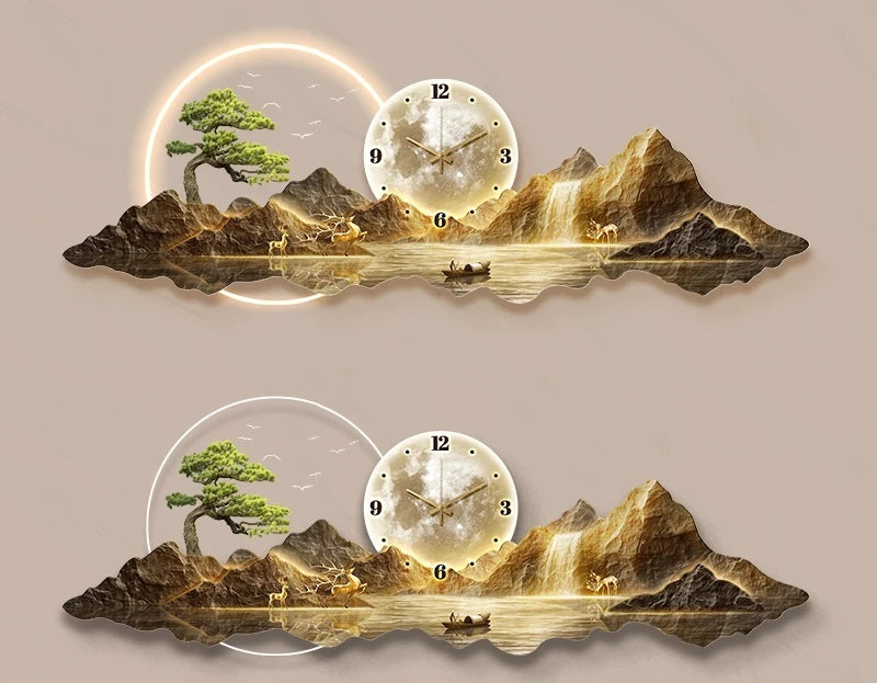 Modern Elegance Wall Clock with Nature-Inspired Hills Design / Lixra