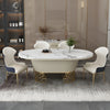 Oval-Shaped Marble Dining Table Set / Lixra