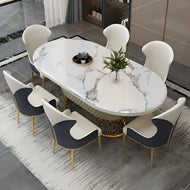 Oval-Shaped Marble Dining Table Set / Lixra