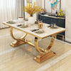 Rectangular Glossy Marble Top With Gold Plated Dining Table Set And Chairs / Lixra