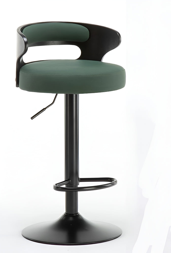 Set Of 3 Modern Leather Bar Stool With Metal Base / Lixra