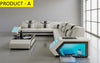 Coastal Comfort Leather Sectional With Led Light / Lixra