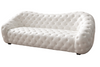 White Leather Tufted 3-Seater Sofa / Lixra