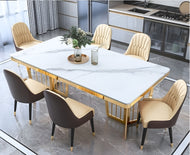 Glossy Finish Rectangular Marble Dining Table-Set / Lixra