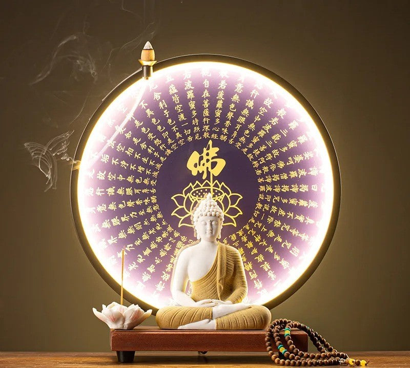 Buddha Statue With Round LED Light / Lixra