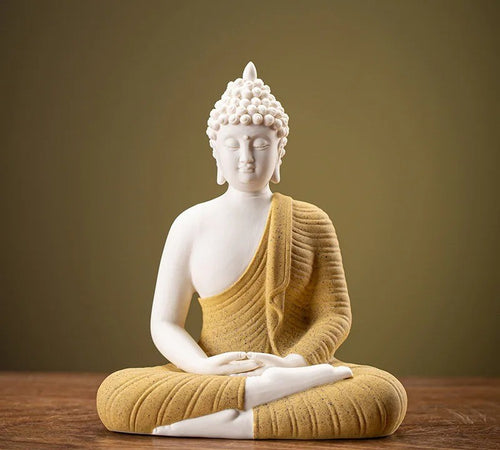 Buddha Figure Home Decoration Statue With Ceramic Lamp Circle / Lixra