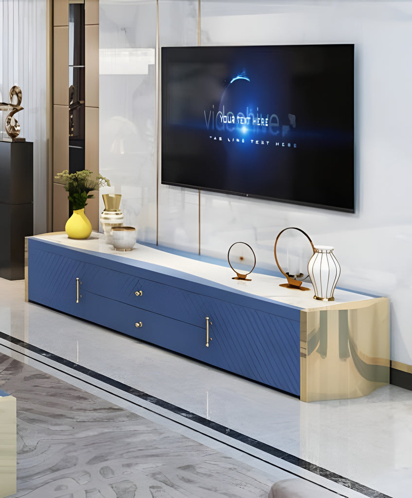 Modern Wooden TV Stand with Gold Accents / Lixra