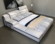 Modern Leather Bed With Adjustable Headrest / Lixra