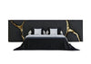 Modern Designer Fabric Bed with Gold Accents / Lixra