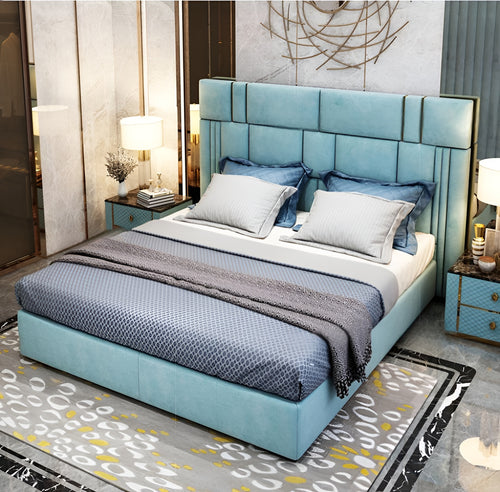 Modern Rectangular Leather Upholstered Bed / Lixra