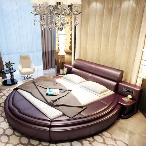 Italian Modern Designed Leather Round Bed / Lixra