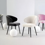 Sets of 4 Wooden Finish Fabric Chairs / Lixra
