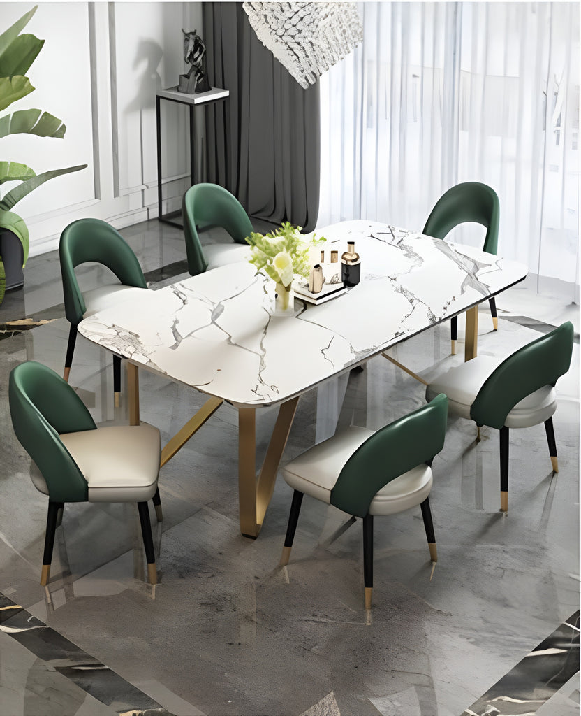 Glossy Finish Rectangular Dining Table Set / Lixra