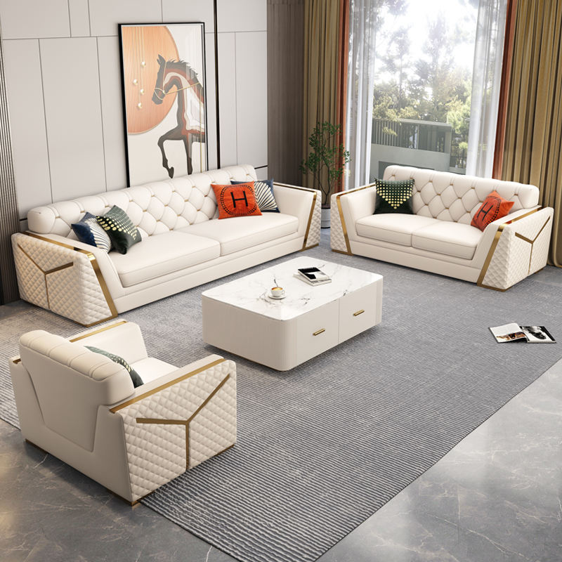Chesterfield Leather 3-Piece Sofa Set / Lixra